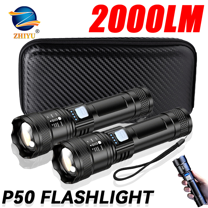 Outdoor Lighting Bollards - Tactical LED Flashlight 2000LM USB Rechargeable