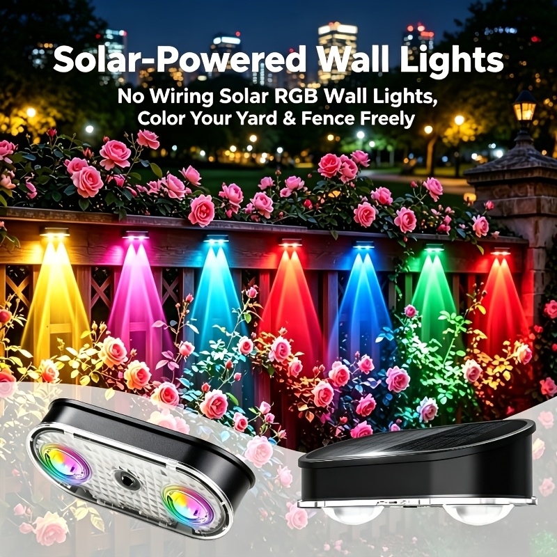 RGB Solar Fence Light IP44, 8  - Outdoor Lighting Dusk To Dawn review and price