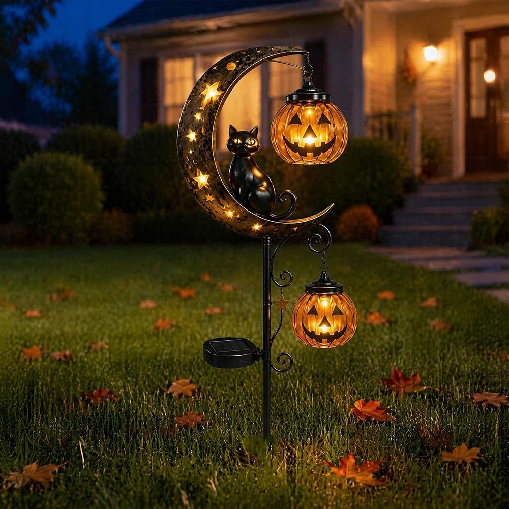Solar Halloween Black Cat & Pu - Bollard Light Garden review and price