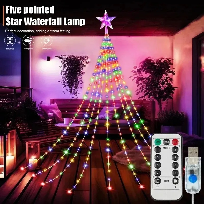 USB Powered 200LED Star Waterf - Xmas Outdoor Lighting Decorations review and price